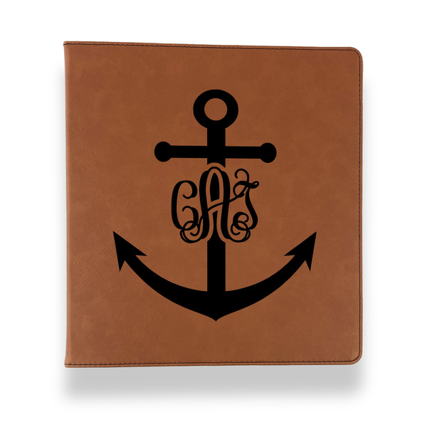 Monogram Anchor Leather Binder - 1" - Rawhide - Front View