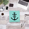 Monogram Anchor Leather Binder - 1" - Teal - Lifestyle View