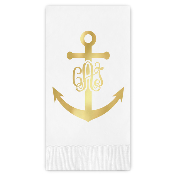 Custom Monogram Anchor Guest Napkins - Foil Stamped