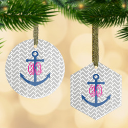 Monogram Anchor Flat Glass Ornament
