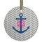 Monogram Anchor Flat Glass Ornament - Round