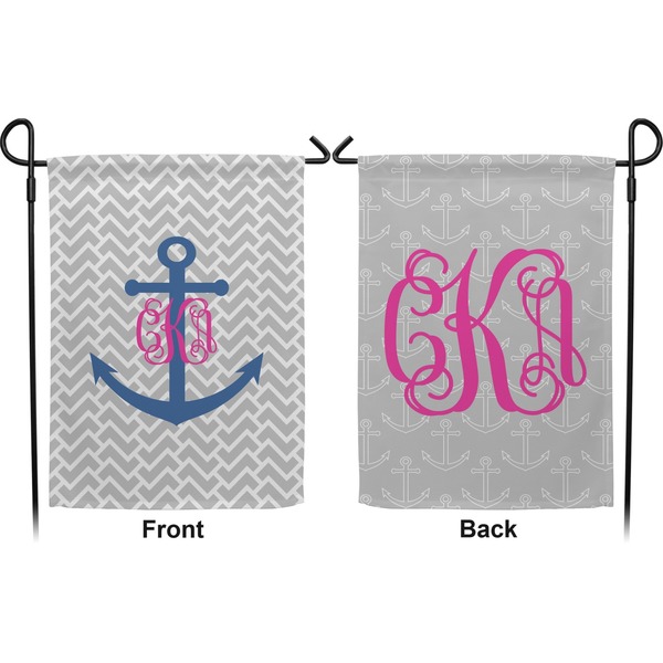 Monogram Anchor Garden Flag - Double Sided Front and Back