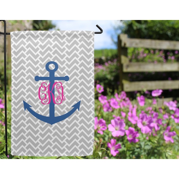 Monogram Anchor Garden Flag - Outside In Flowers