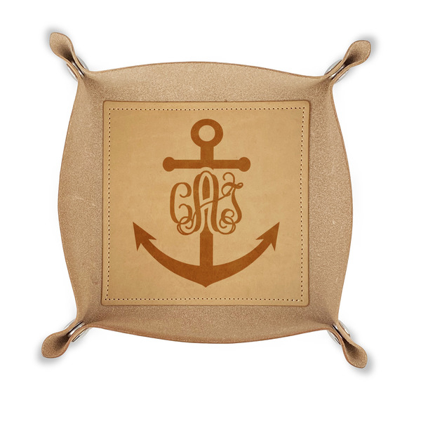 Custom Monogram Anchor Genuine Leather Dice Tray