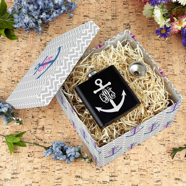 Monogram Anchor Gift Boxes with Lid - Canvas Wrapped - Large - In Context
