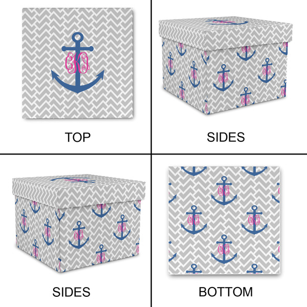 Monogram Anchor Gift Boxes with Lid - Canvas Wrapped - Medium - Approval