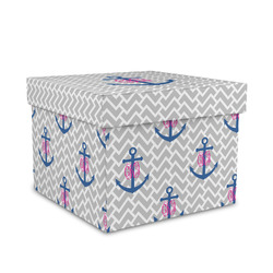 Monogram Anchor Gift Box with Lid - Canvas Wrapped - Medium