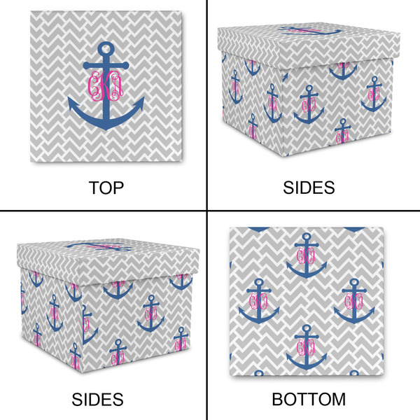 Monogram Anchor Gift Boxes with Lid - Canvas Wrapped - Small - Approval