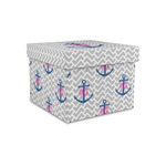 Monogram Anchor Gift Box with Lid - Canvas Wrapped - Small