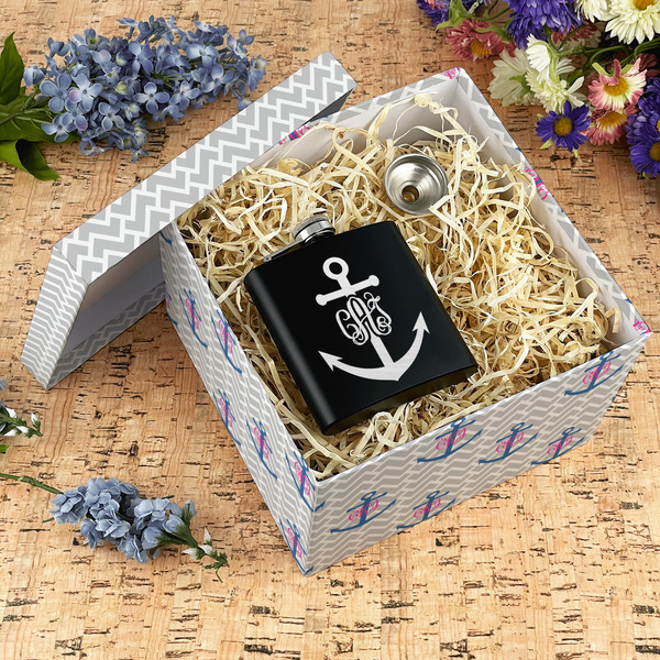 Monogram Anchor Gift Boxes with Lid - Canvas Wrapped - X-Large - In Context