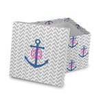 Monogram Anchor Gift Box with Lid - Canvas Wrapped