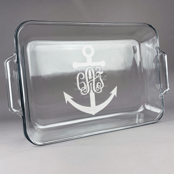 Custom Monogram Anchor Glass Baking and Cake Dish