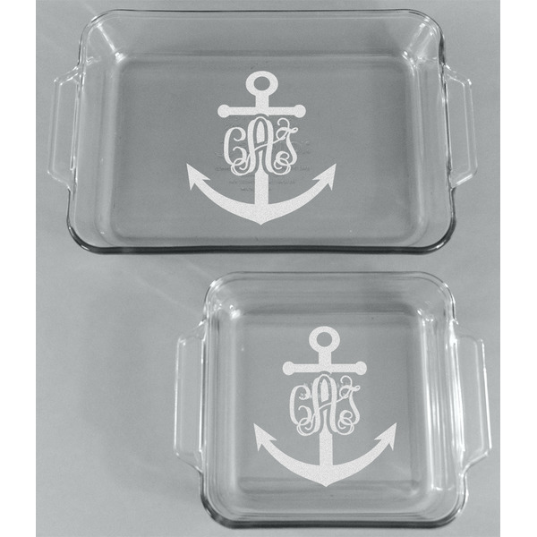 Monogram Anchor Glass Baking Dish Set - FRONT