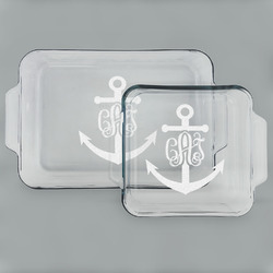 Monogram Anchor Set of Glass Baking & Cake Dish - 13in x 9in & 8in x 8in