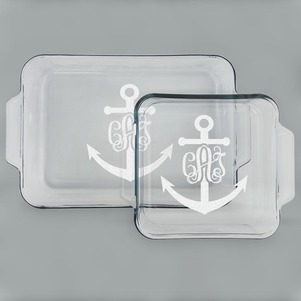 Monogram Anchor Glass Baking Dish Set - MAIN (set)