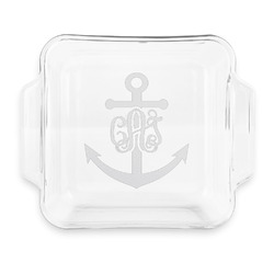 Monogram Anchor Glass Cake Dish with Truefit Lid - 8in x 8in