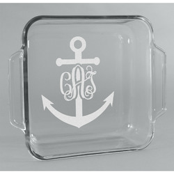 Monogram Anchor Glass Cake Dish - 8in x 8in