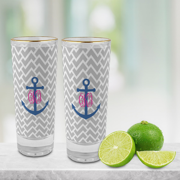 Monogram Anchor Glass Shot Glass - 2 oz - LIFESTYLE