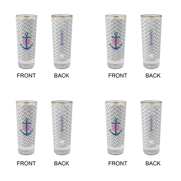 Monogram Anchor Glass Shot Glass - 2 oz - Set of 4 - APPROVAL