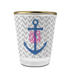 Monogram Anchor Glass Shot Glass - 1.5 oz - with Gold Rim - Single