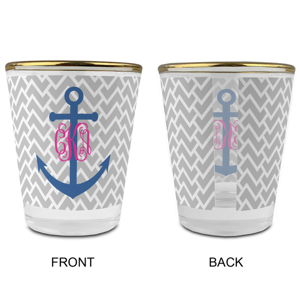Monogram Anchor Glass Shot Glass - with gold rim - APPROVAL
