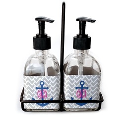 Monogram Anchor Glass Soap & Lotion Bottle Set