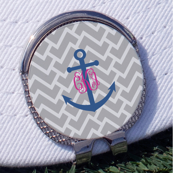 Custom Monogram Anchor Golf Ball Marker - Hat Clip