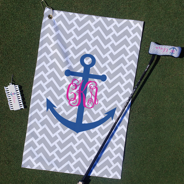 Custom Monogram Anchor Golf Towel Gift Set