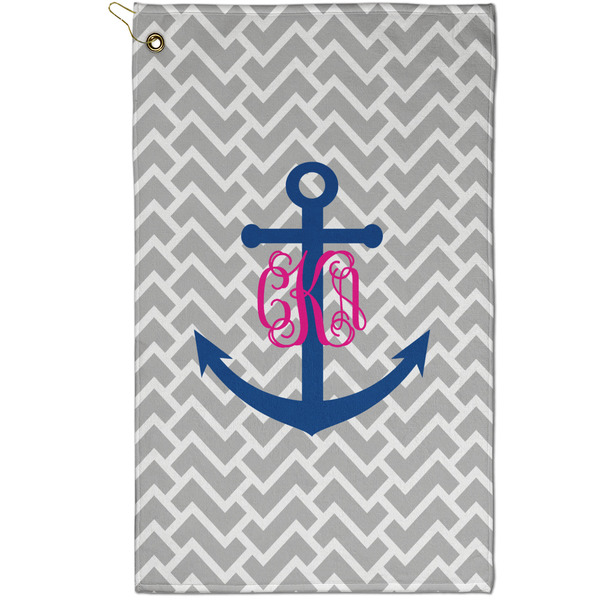 Custom Monogram Anchor Golf Towel - Poly-Cotton Blend - Small