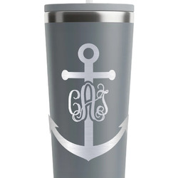 Monogram Anchor RTIC Everyday Tumbler with Straw - 28oz - Grey - Single-Sided