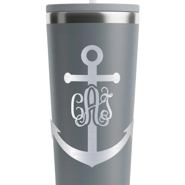 Monogram Anchor Grey RTIC Everyday Tumbler - 28 oz. - Close Up