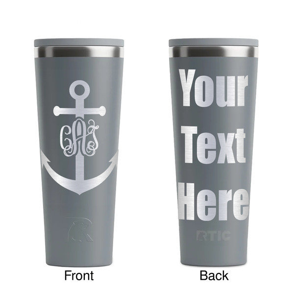 Monogram Anchor Grey RTIC Everyday Tumbler - 28 oz. - Front and Back