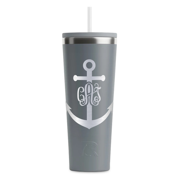 Monogram Anchor Grey RTIC Everyday Tumbler - 28 oz. - Front