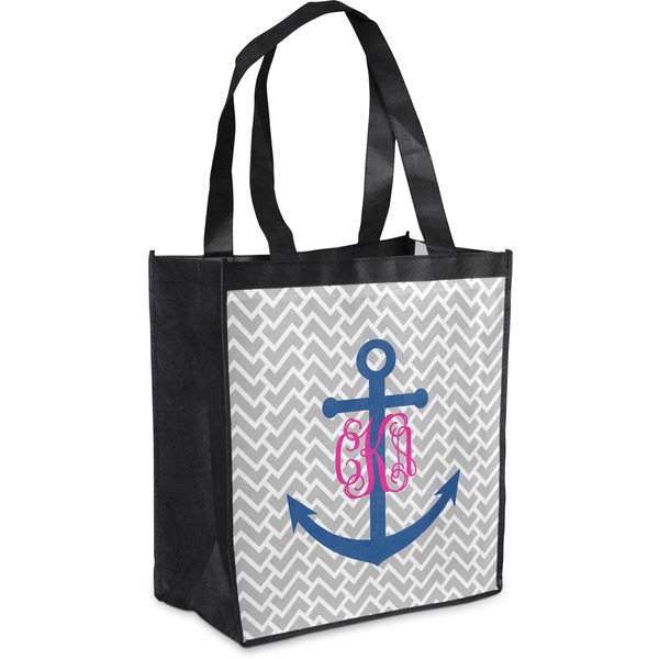 Custom Monogram Anchor Grocery Bag (Personalized)