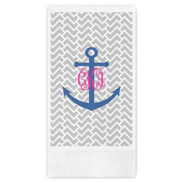 Custom Monogram Anchor Guest Towels - Full Color