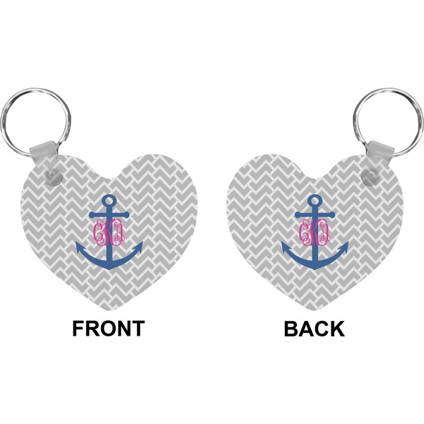 Monogram Anchor Heart Keychain (Front + Back)