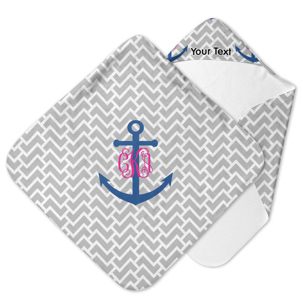 Custom Monogram Anchor Hooded Baby Towel (Personalized)