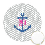 Monogram Anchor Printed Cookie Topper - Round