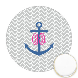 Monogram Anchor Printed Cookie Topper - Round