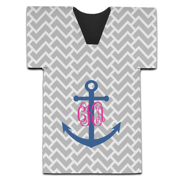 Custom Monogram Anchor Jersey Bottle Cooler