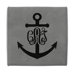 Monogram Anchor Jewelry Gift Box - Engraved Leather Lid