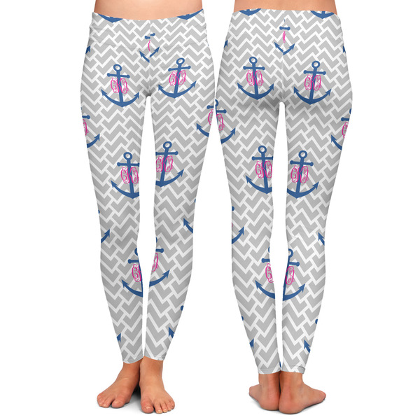 Monogram Anchor Ladies Leggings - Front and Back