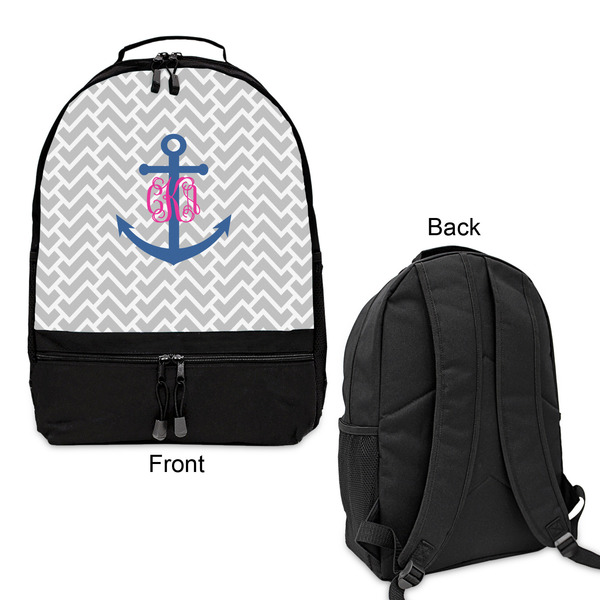 Monogram Anchor Large Backpack - Black - Front & Back View