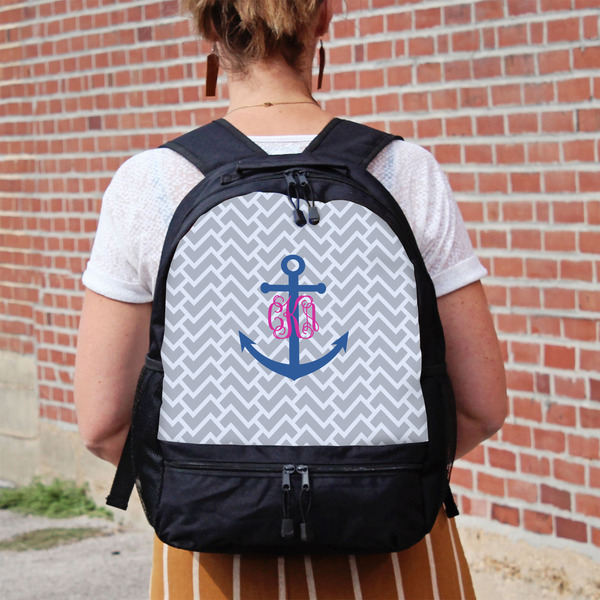 Monogram Anchor Large Backpack - Black - On Back