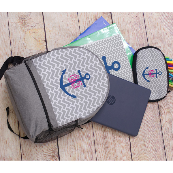 Monogram Anchor Large Backpack - Gray - With Stuff