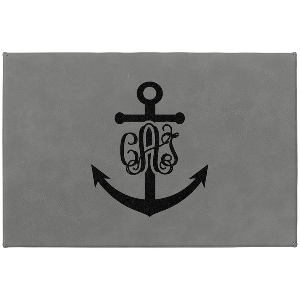 Monogram Anchor Large Engraved Gift Box with Leather Lid - Approval