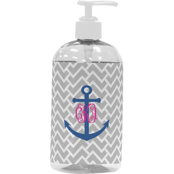 Monogram Anchor Plastic Soap / Lotion Dispenser (16 oz - Large - White)