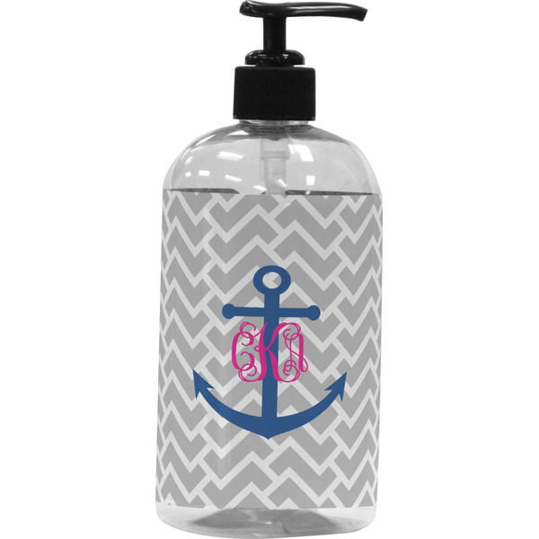 Custom Monogram Anchor Plastic Soap / Lotion Dispenser (16 oz - Large - Black)