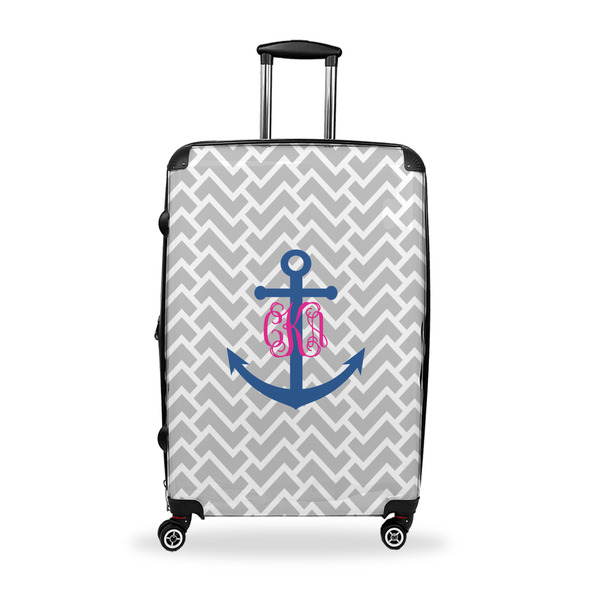 Custom Monogram Anchor Suitcase - 28" Large - Checked