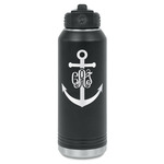 Monogram Anchor Water Bottles - Laser Engraved - Front & Back